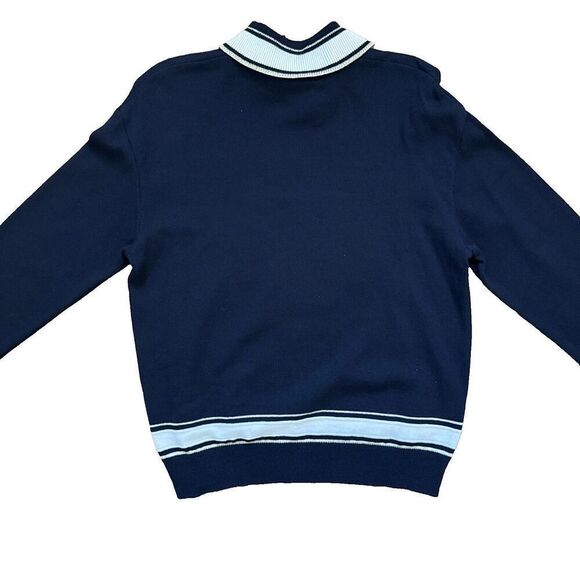 Vtntage St John Collection Marie Gray Knit Star Sweater Holiday Small Navy - Picture 6 of 6